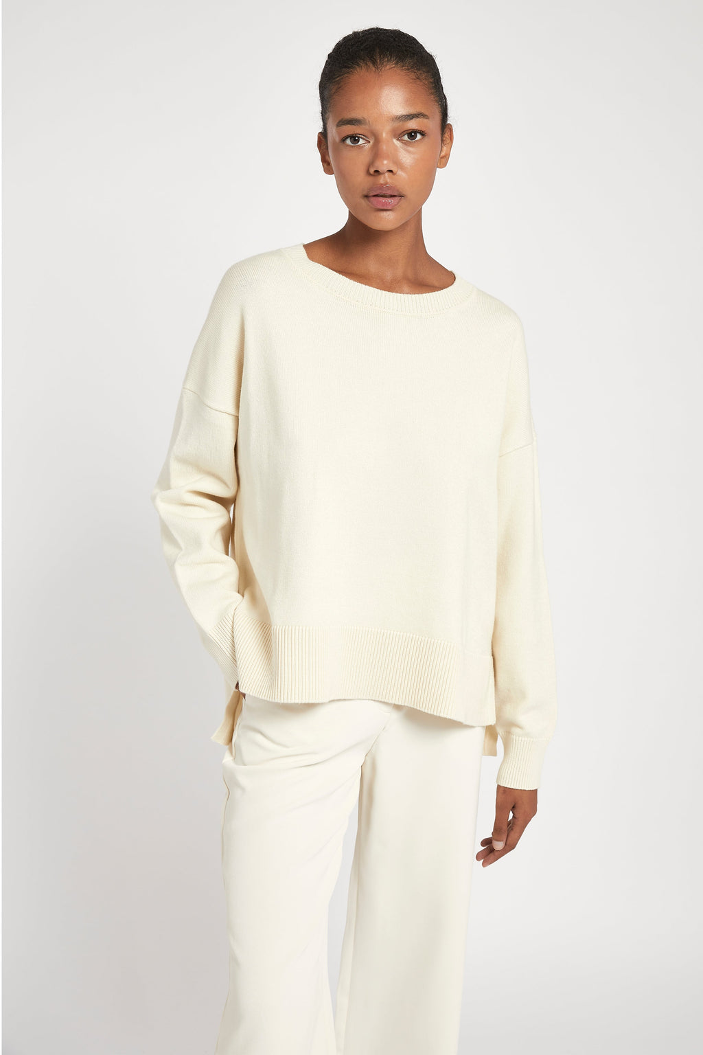 Relaxed Dropped Shoulder Jumper Cream BOA