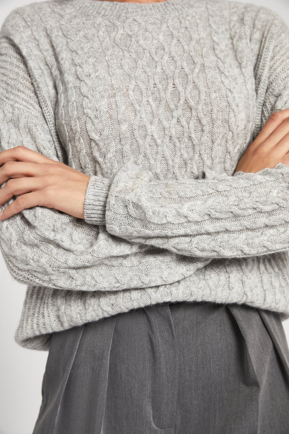 Cable Knit Jumper - Pebble Grey