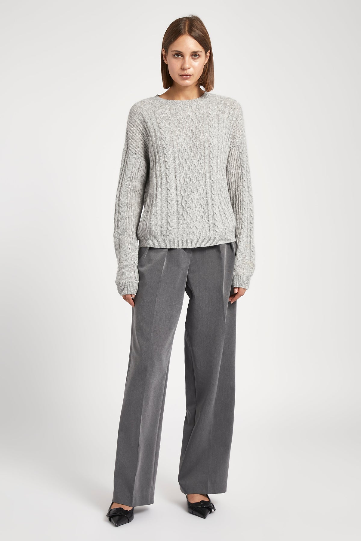 Cable Knit Jumper - Pebble Grey