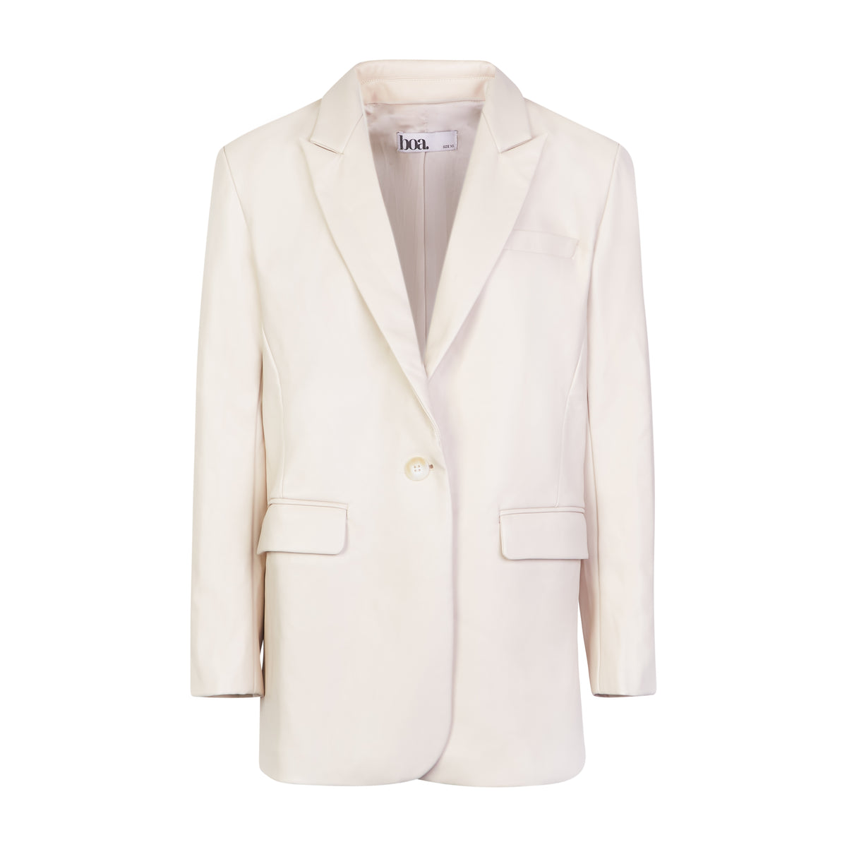 Leather Boyfriend Blazer - Cream
