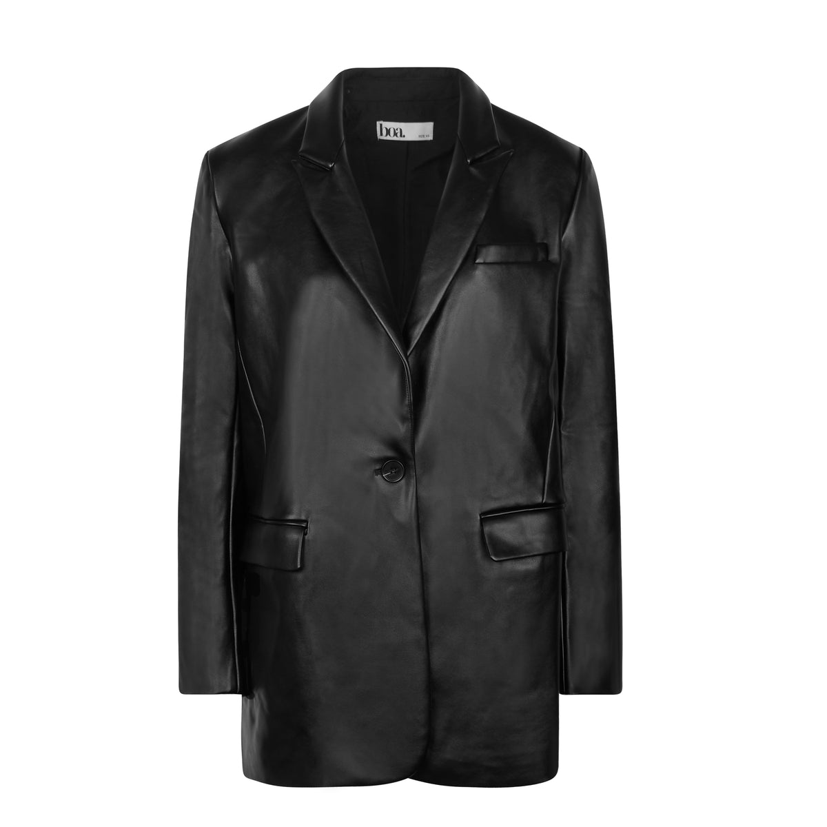 Leather Boyfriend Blazer - Black