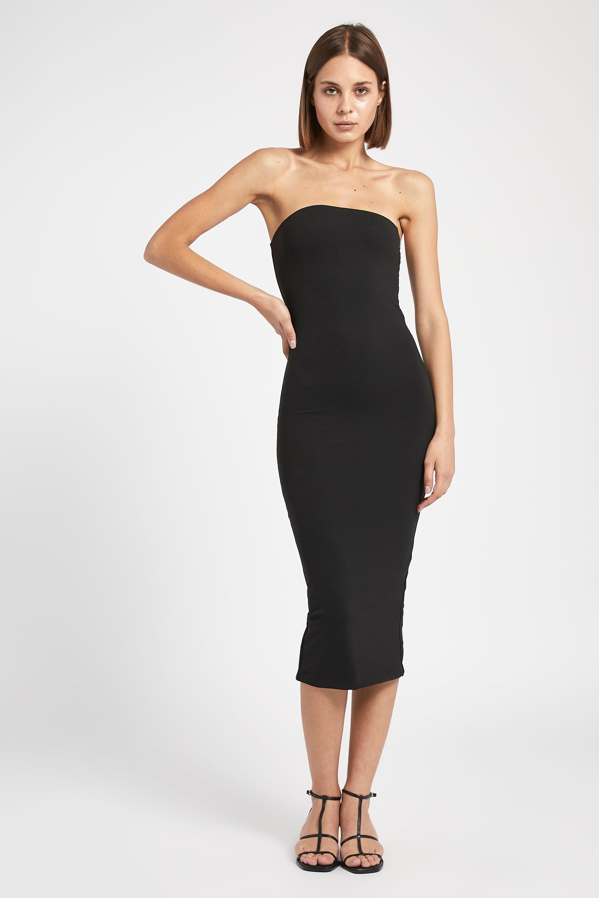 Bandeau Midi Dress - Black