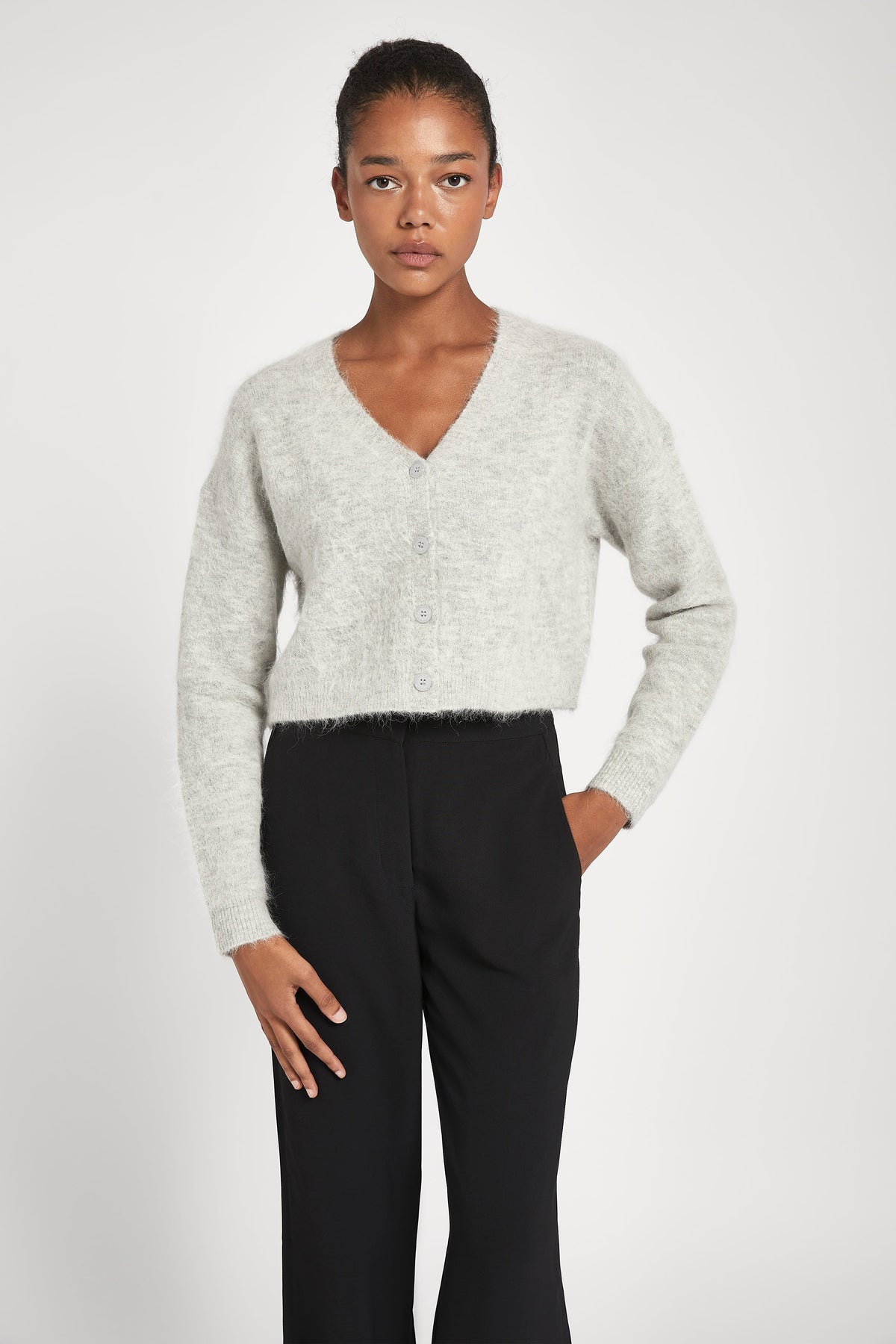 Alpaca Blend Cardigan - Pebble Grey