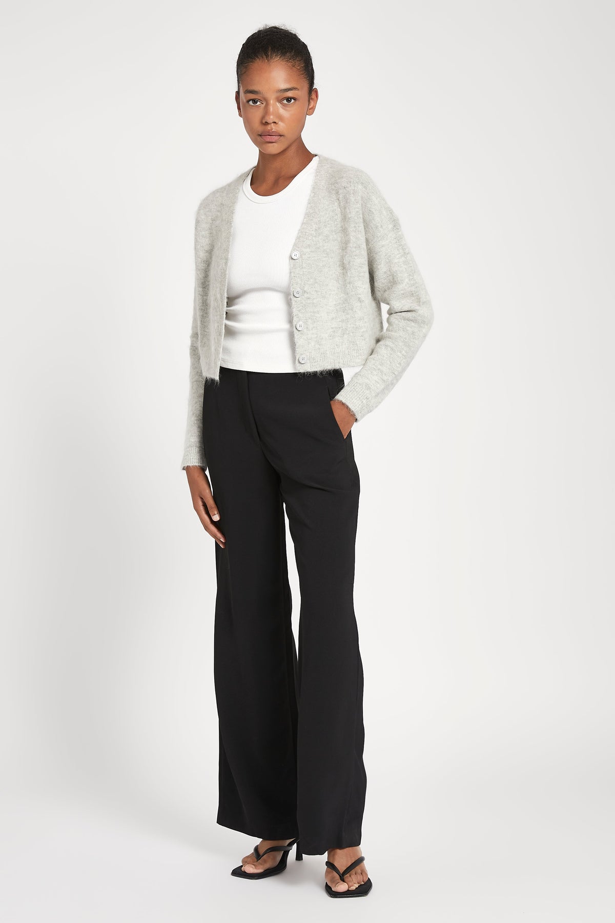 Alpaca Blend Cardigan - Pebble Grey
