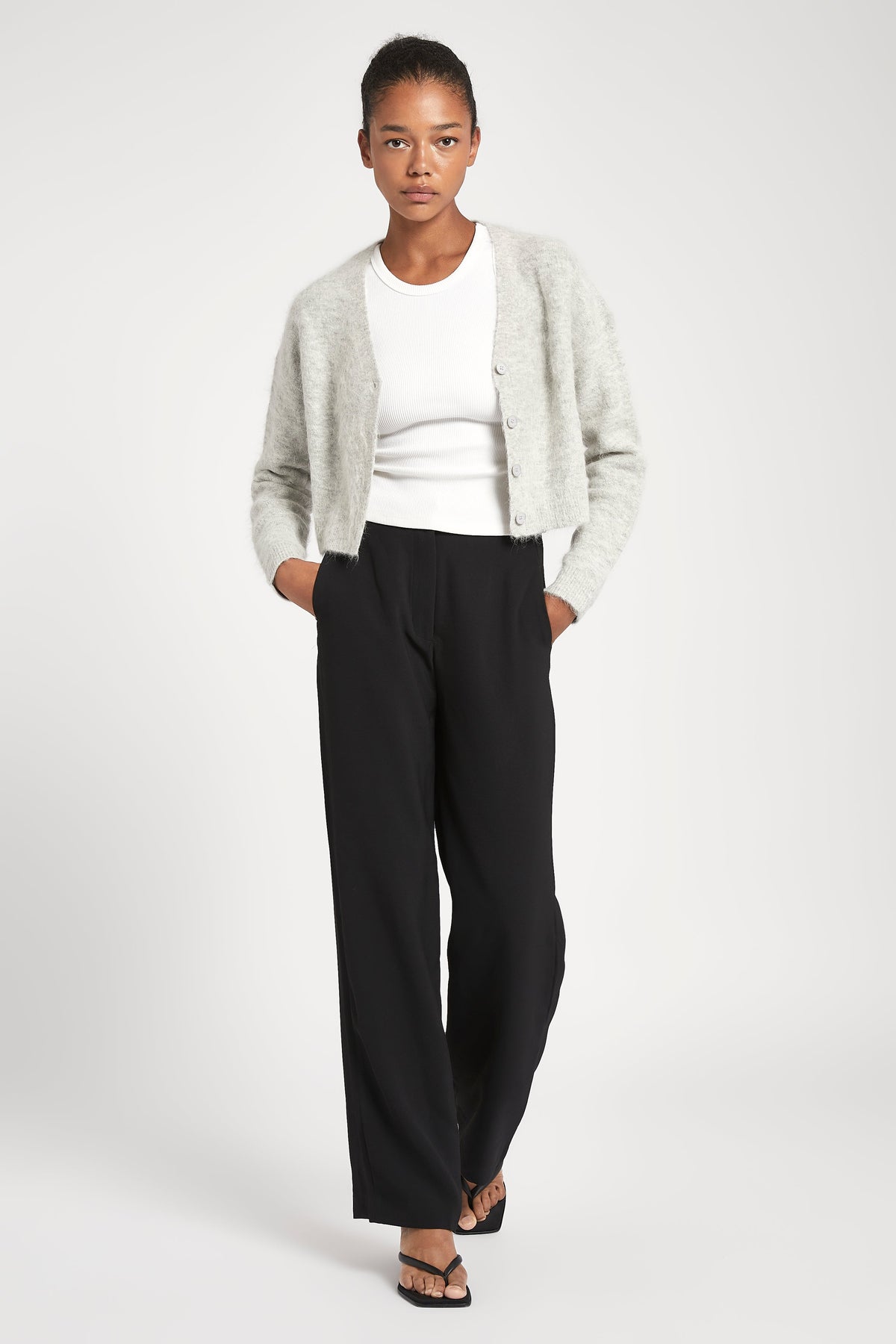 Alpaca Blend Cardigan - Pebble Grey