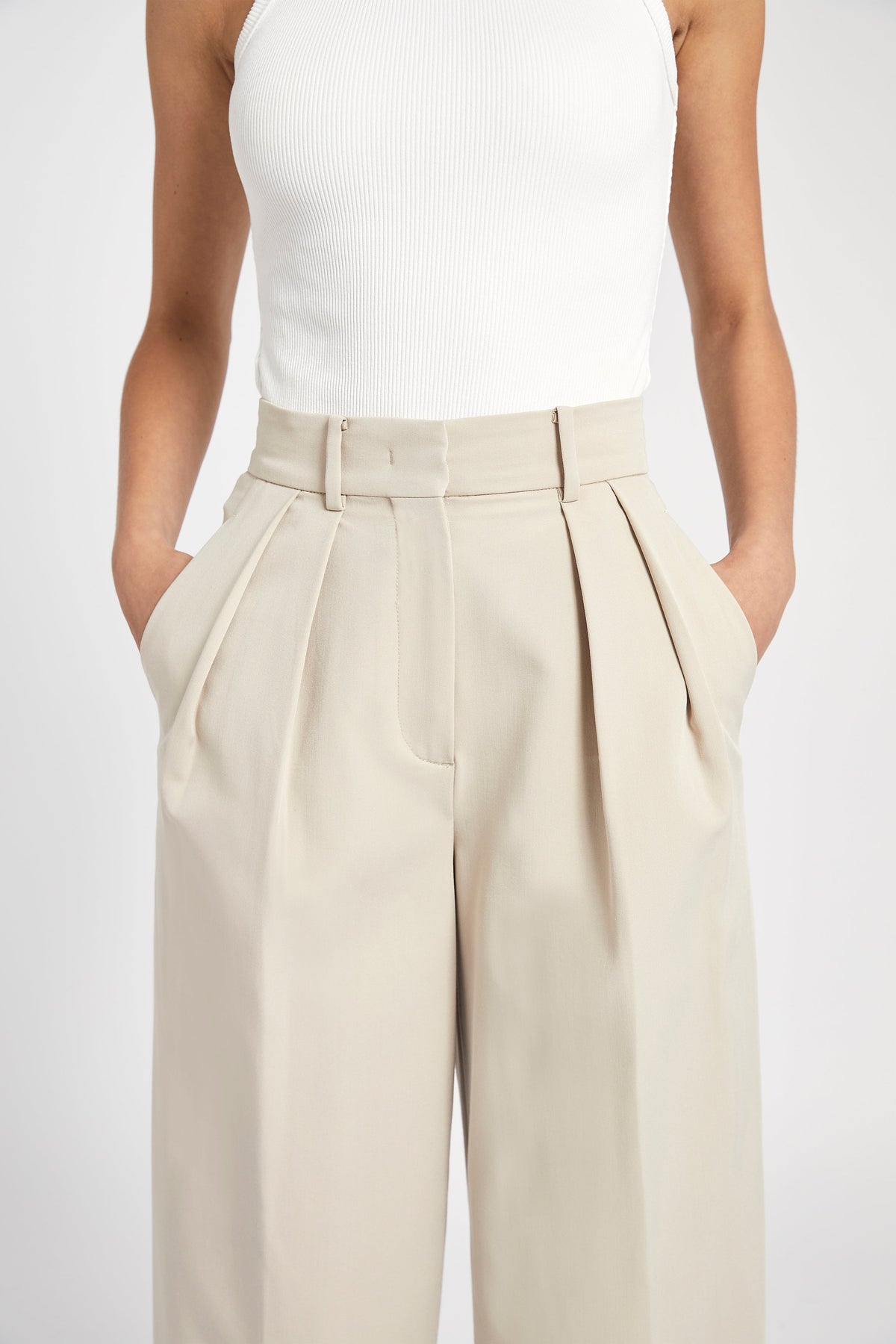 Longline Dad Trousers - Sand