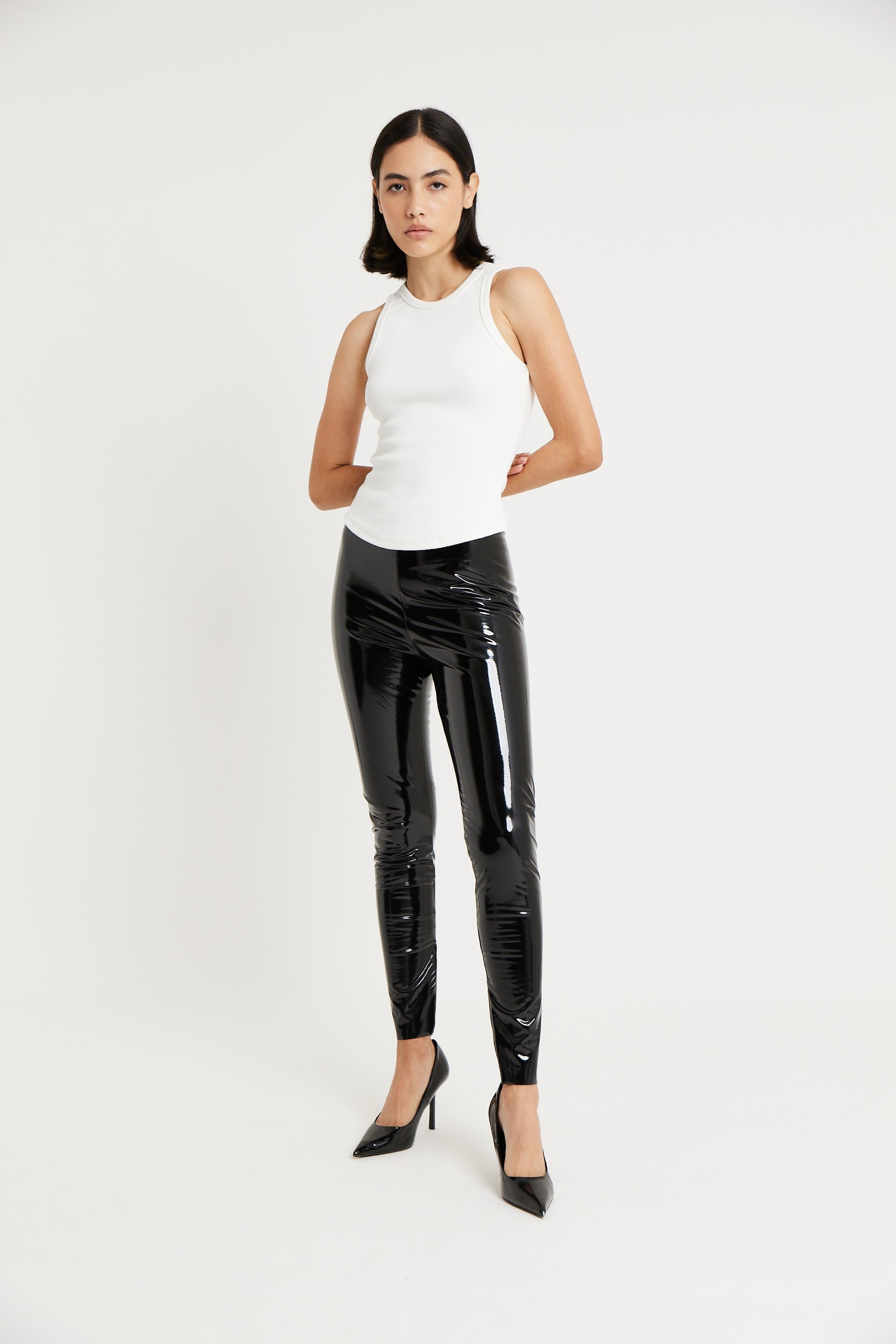 Vinyl leggings high waisted discount