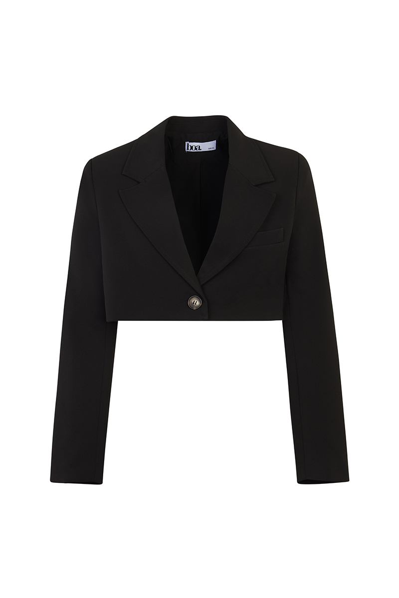 Cropped Boxy Blazer - Black