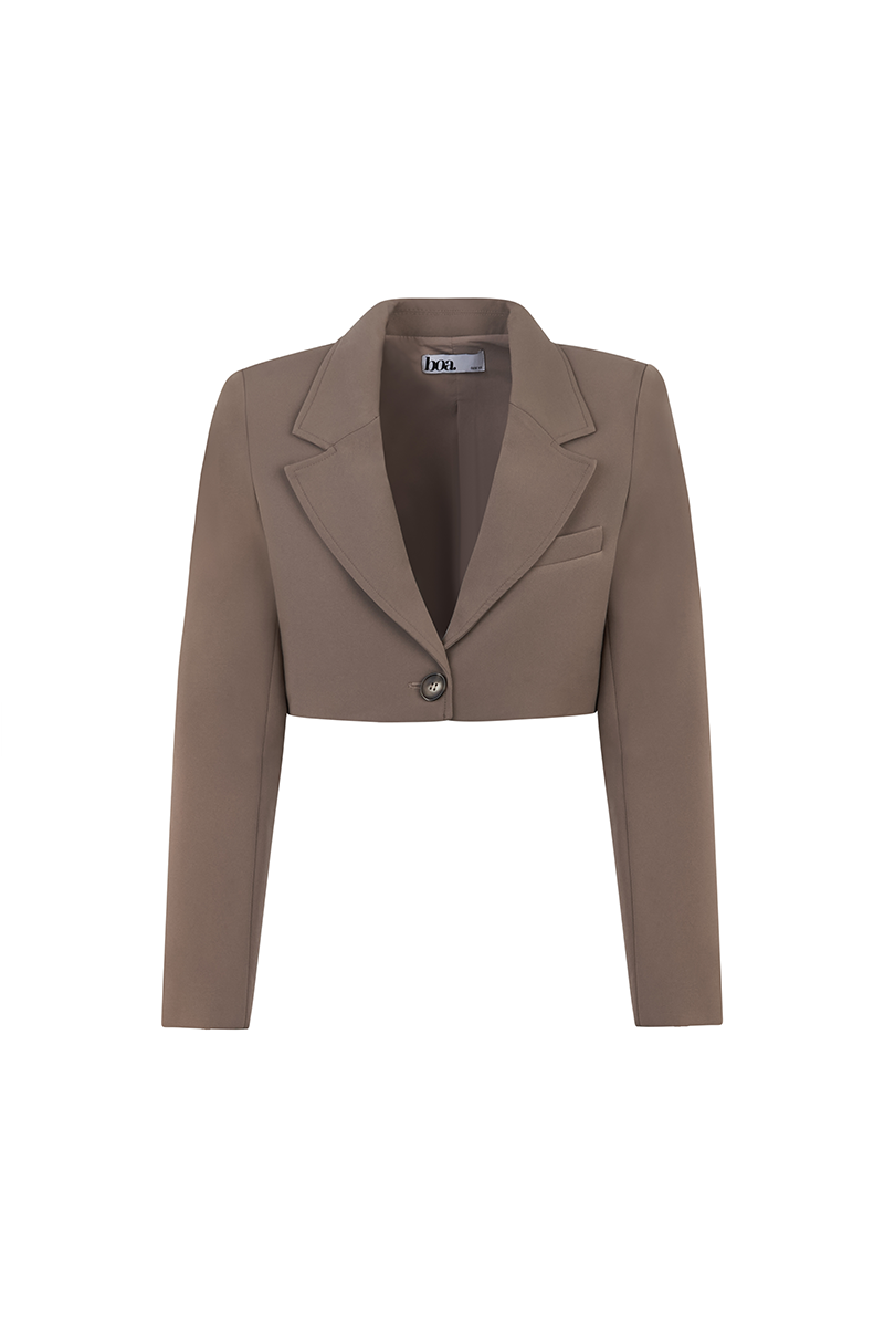 Cropped Boxy Blazer - Mocha