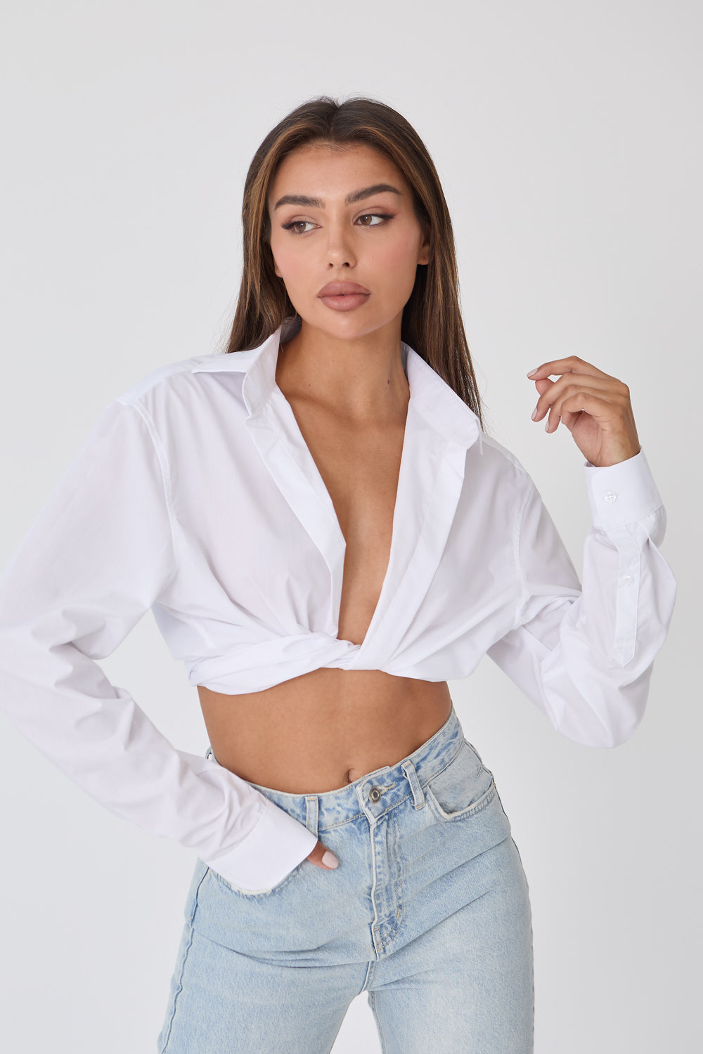 Cotton Wrap Shirt - White