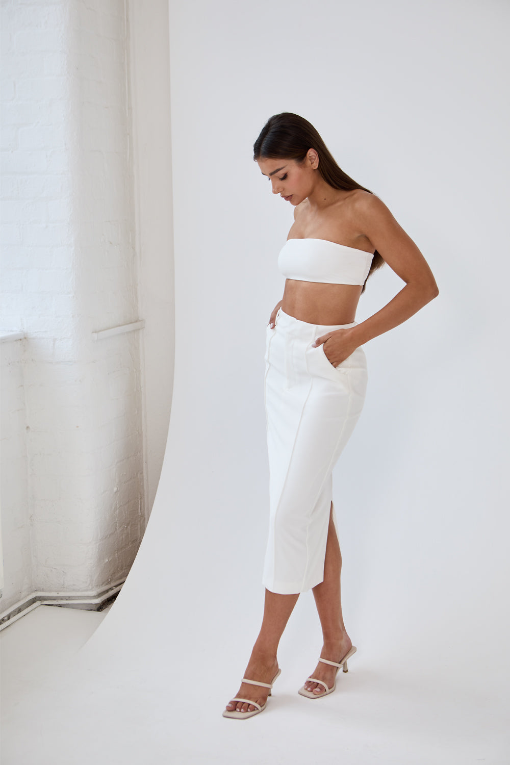 Pencil Midi Skirt - Ivory