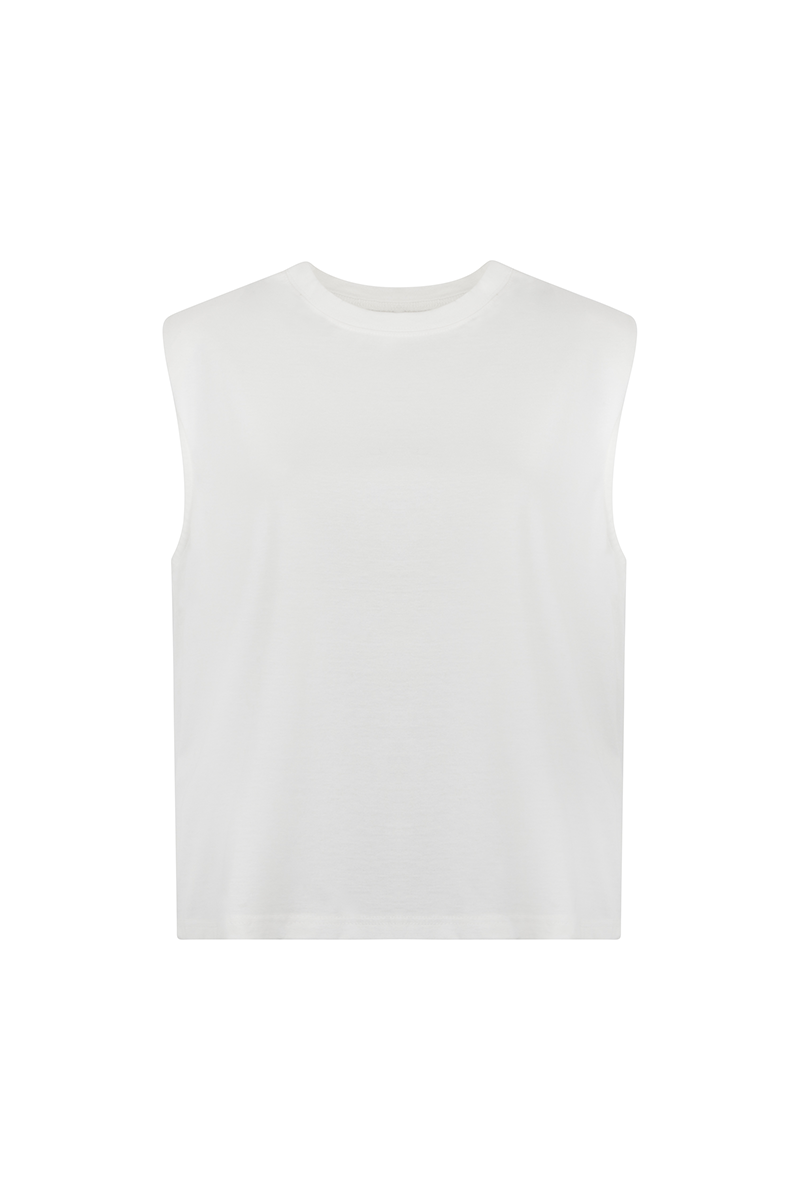 Slouchy Shoulder Pad Tee - White
