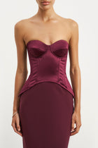 Satin Corset Gown with Sweetheart Neckline - Mulberry