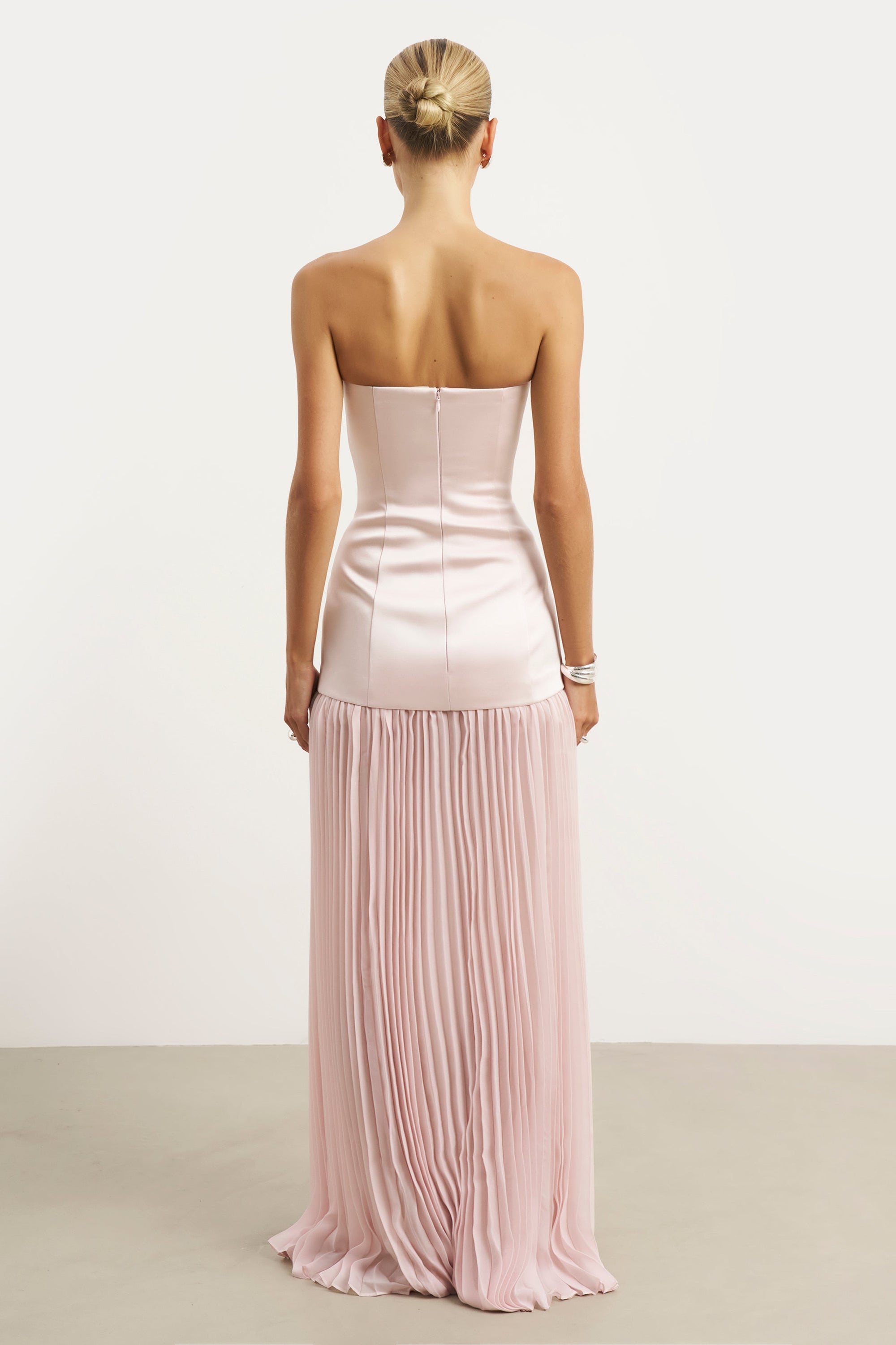 Satin Structured Bodice Gown - Blush