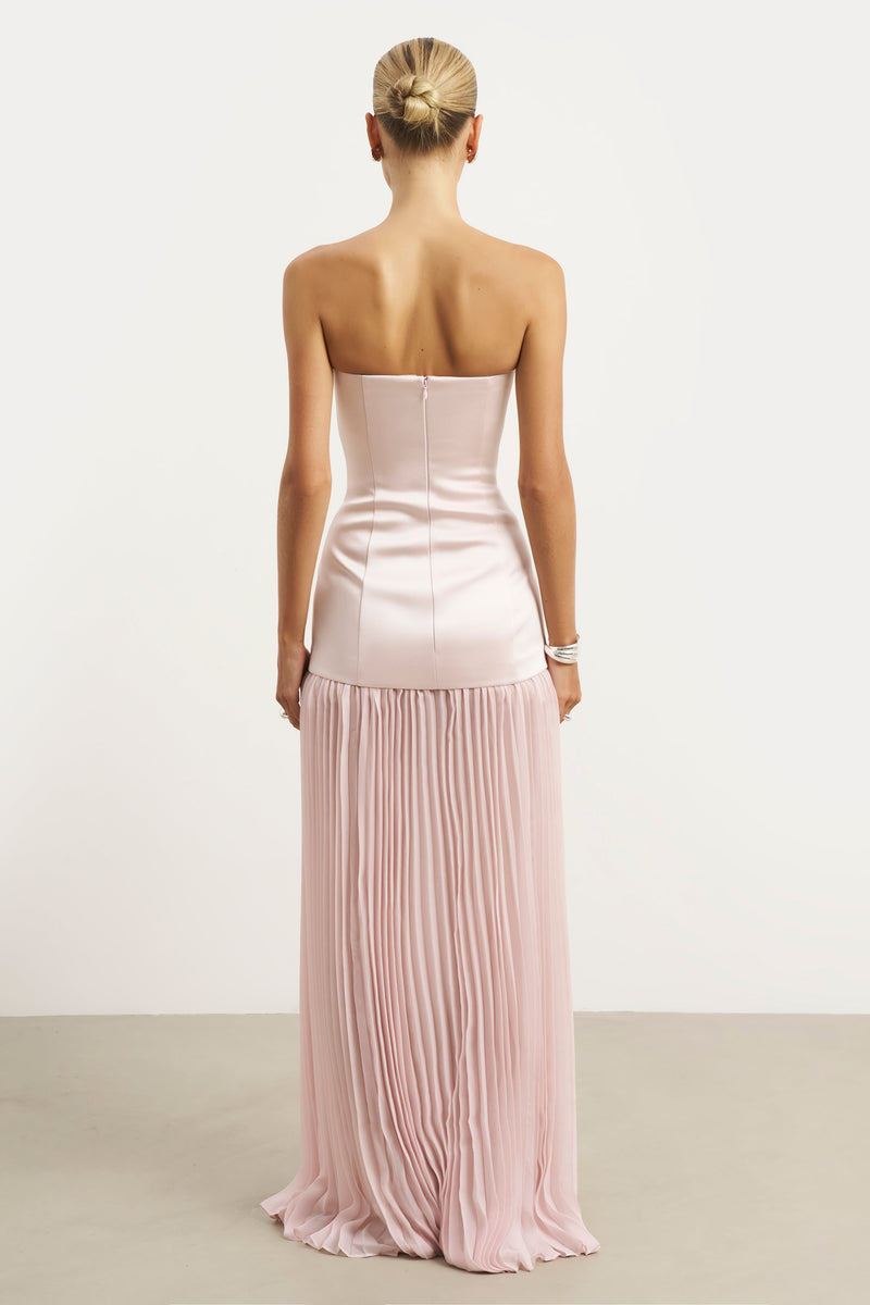 Satin Structured Bodice Gown - Blush
