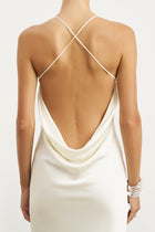 Satin Slinky Cowl Back Gown - Ivory
