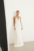 Satin Slinky Cowl Back Gown - Ivory