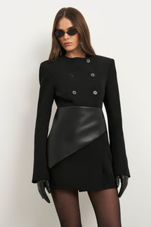 Leather Triangle Scarf - Black