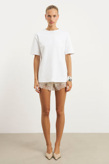 Satin Lace Detail Shorts - Champagne