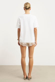 Satin Lace Detail Shorts - Champagne