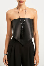 Leather Triangle Scarf - Black