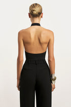 High Neck Halter Bodysuit - Black
