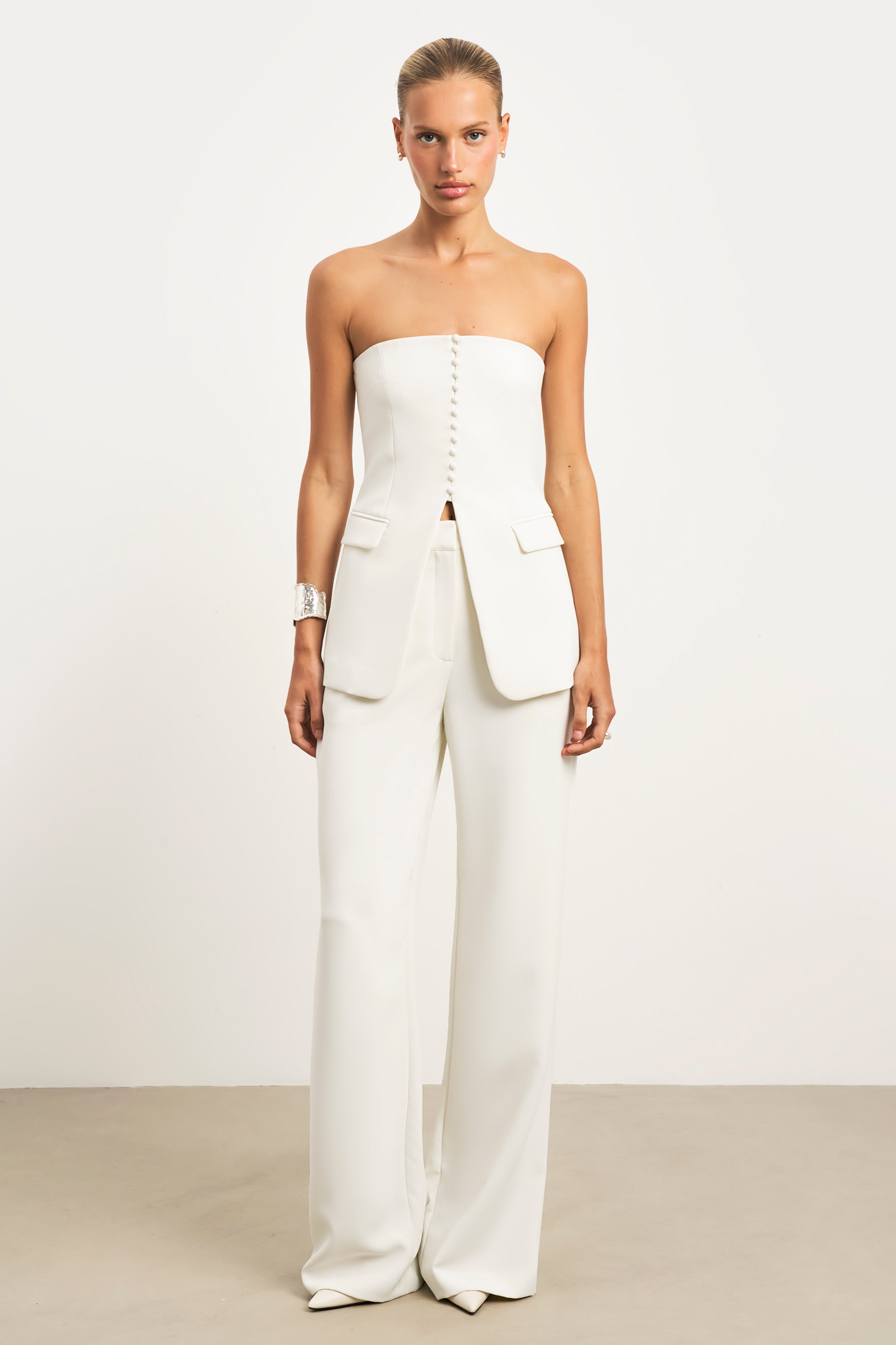 Strapless Peplum Bodice - White