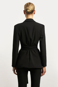 Classic Blazer With Belt - Black