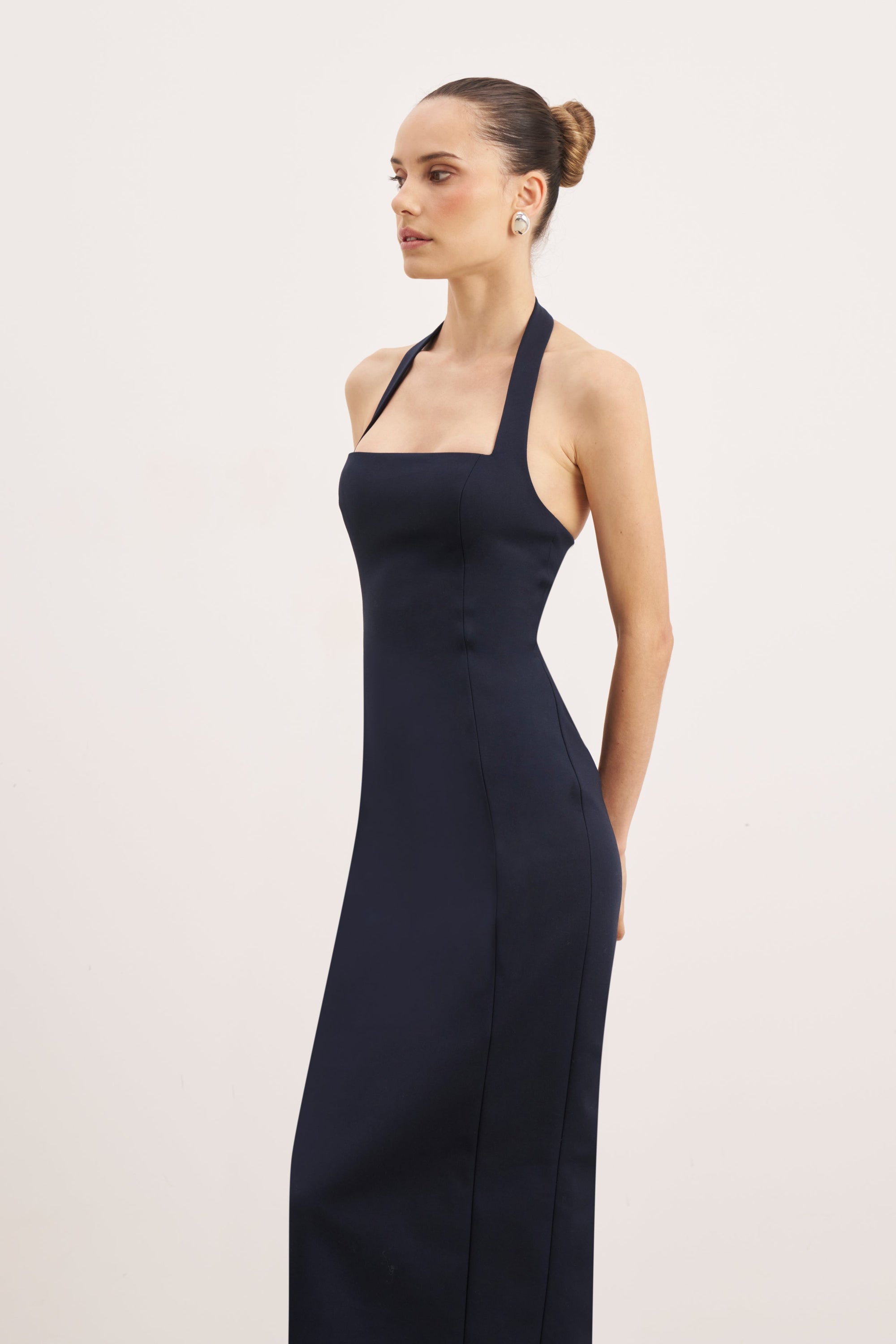 midi halter top dress Halter Draped Midi Dress White