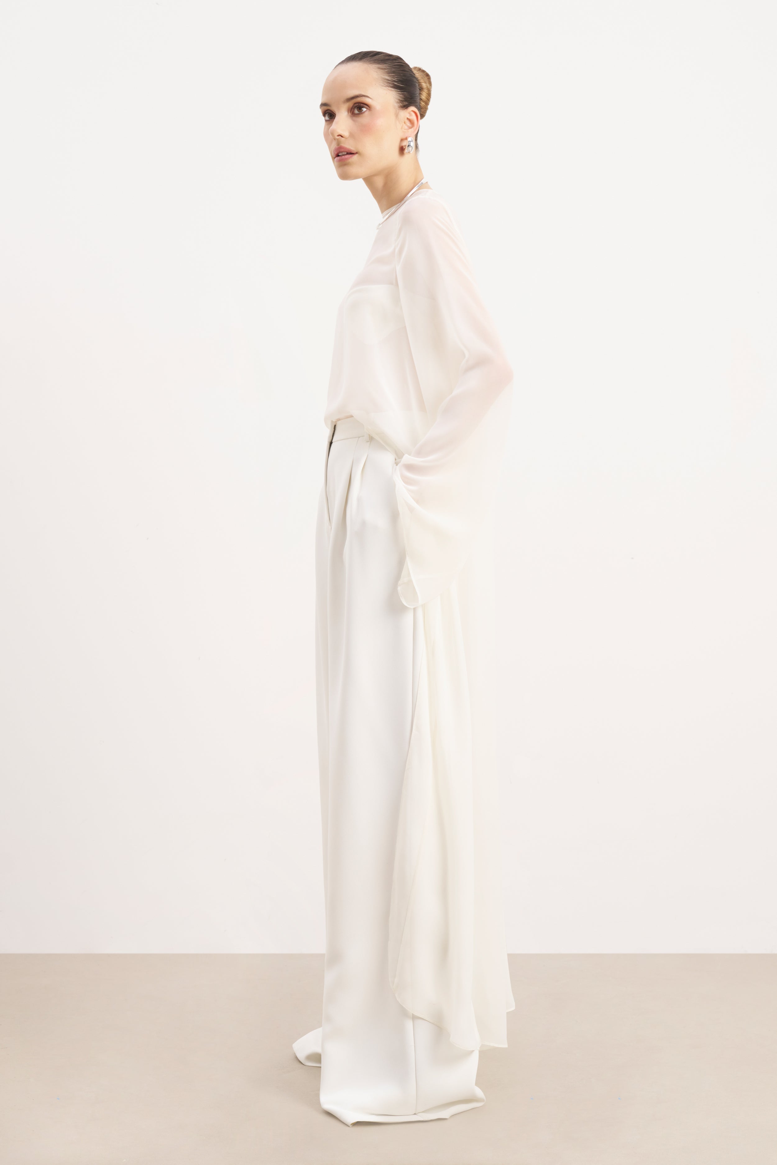 Sheer Chiffon Cape Blouse - Cream | BOA