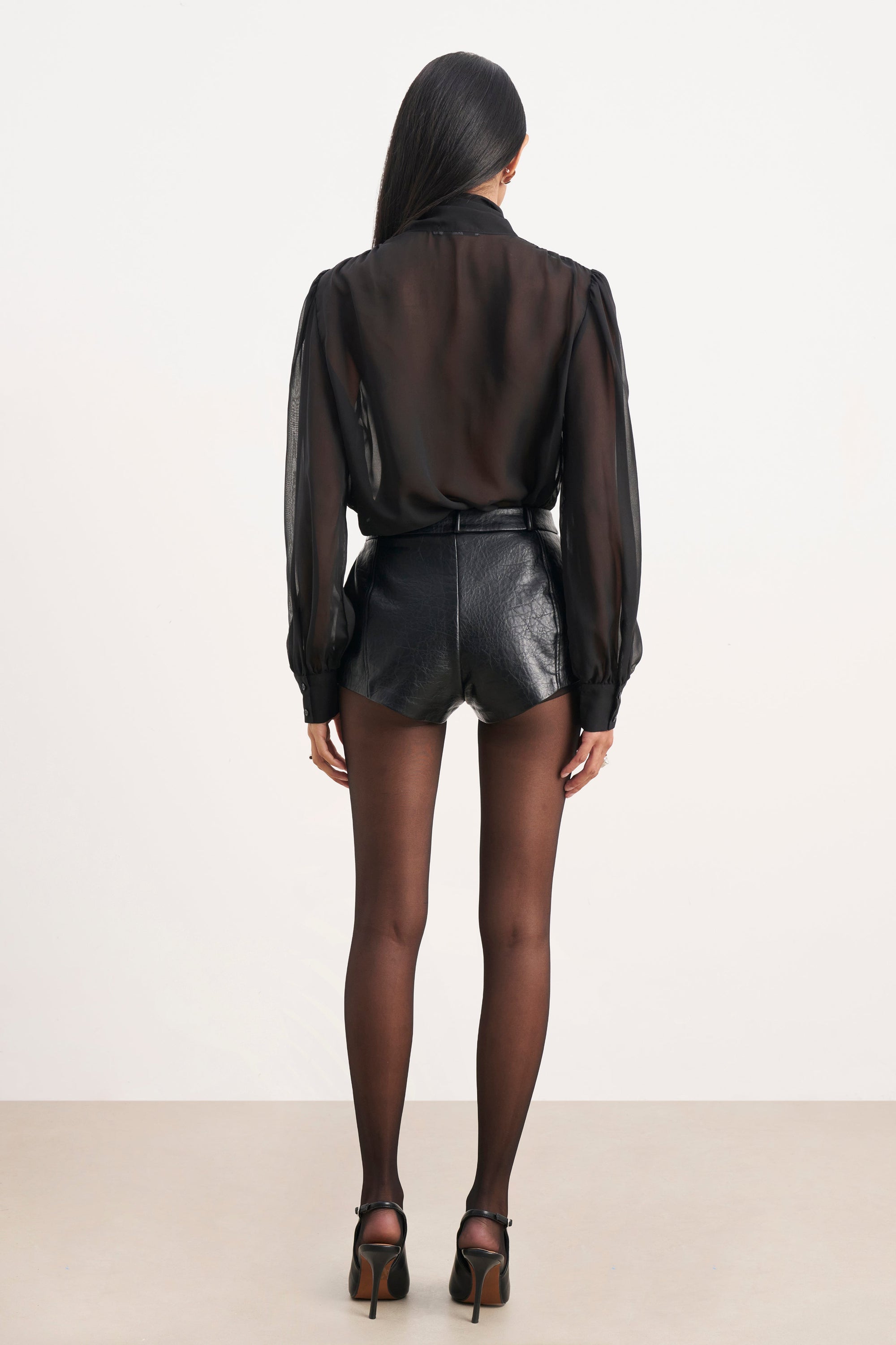 Tailored Leather Micro Shorts Black