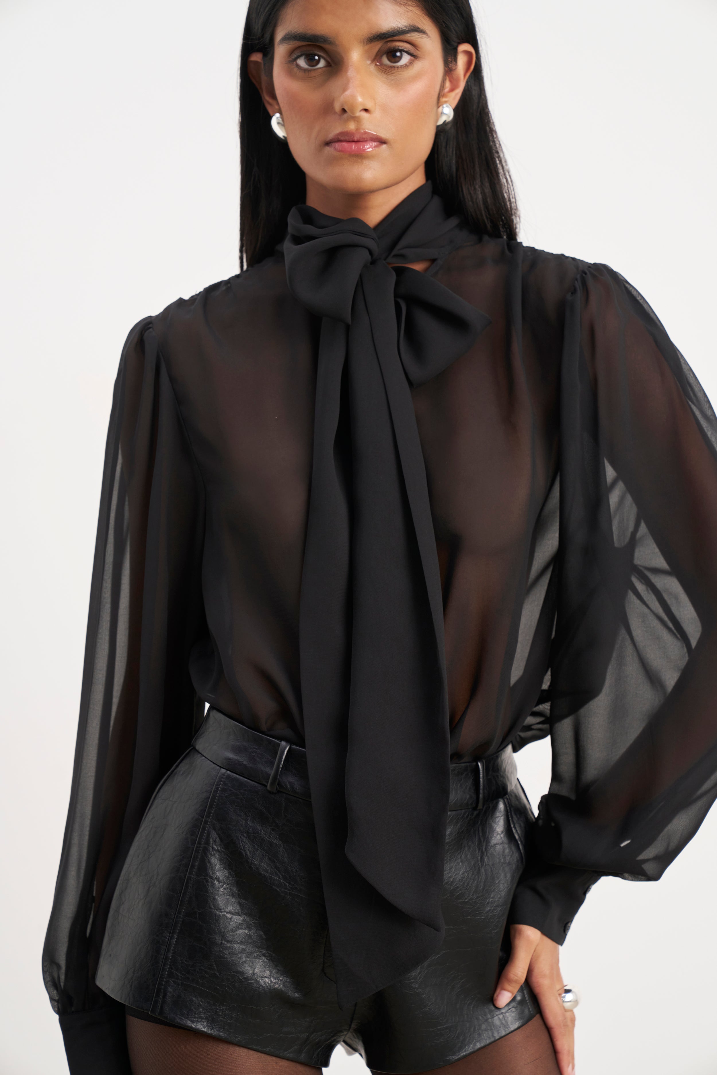 bow tie chiffon blouse