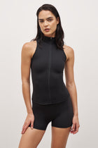 Base Sculpting Sleeveless Zip Up Jacket - Black
