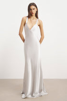 Crushed Satin Cross Back Gown - Chrome