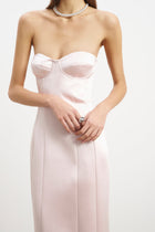 Satin Column Corset Maxi Dress - Blush