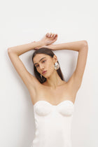 Satin Column Corset Maxi Dress - Cream