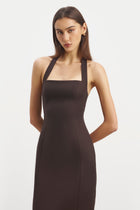 Tailored Halter Midi Dress - Carob