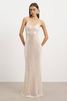 Sequin Camisole Maxi Dress - Nude