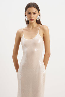Sequin Camisole Maxi Dress - Nude