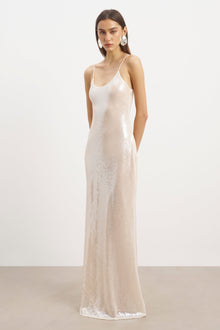 Sequin Camisole Maxi Dress - Nude