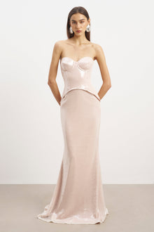 Sequin Corset Gown With Sweetheart Neckline - Blush