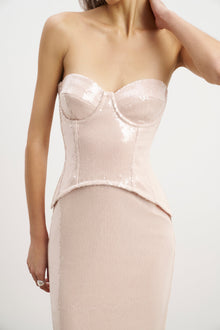 Sequin Corset Gown With Sweetheart Neckline - Blush