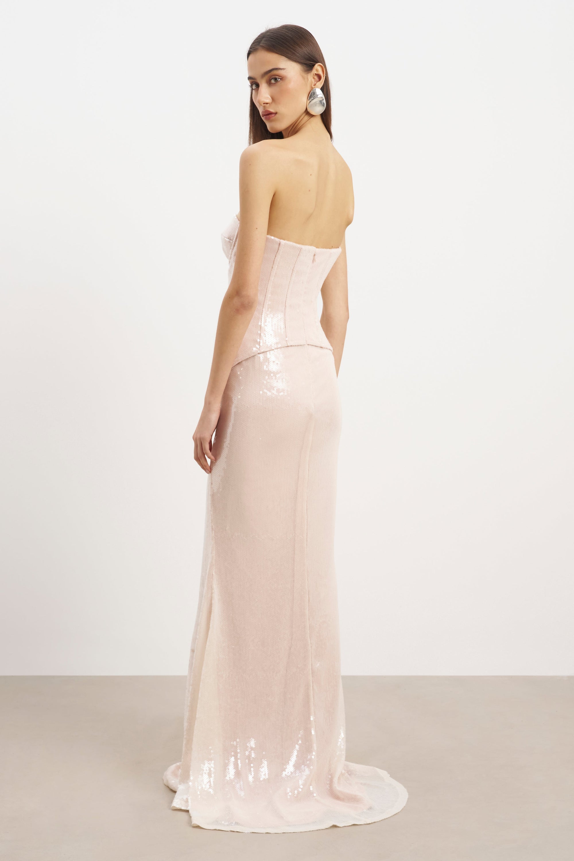 Sequin Corset Gown With Sweetheart Neckline - Blush