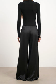 Formal Satin Ultra Wide Leg Trousers - Black
