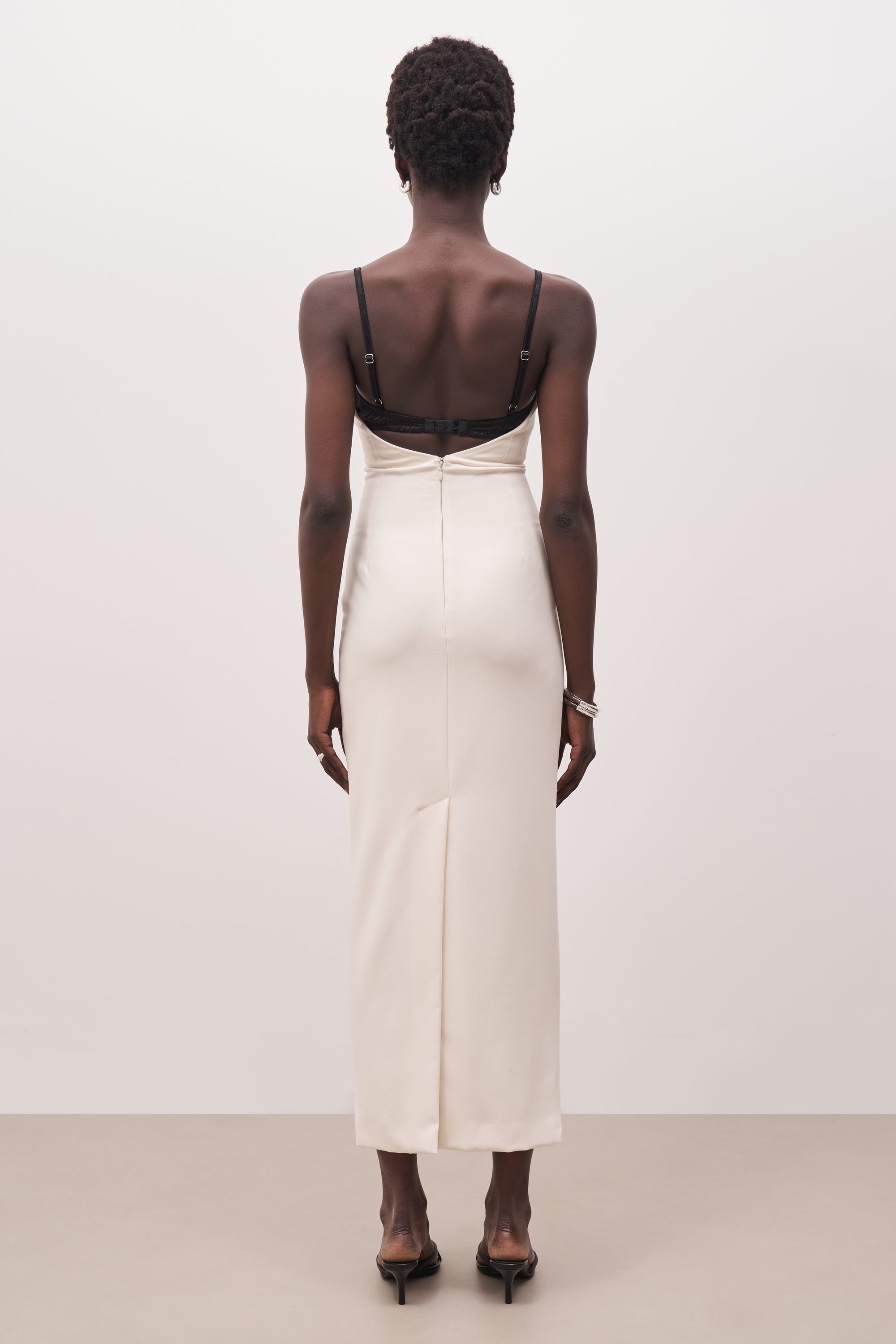 Tailored Bustier Maxi Dress - Cream/Black Tailored Bustier Maxi Dress - Cream/Black