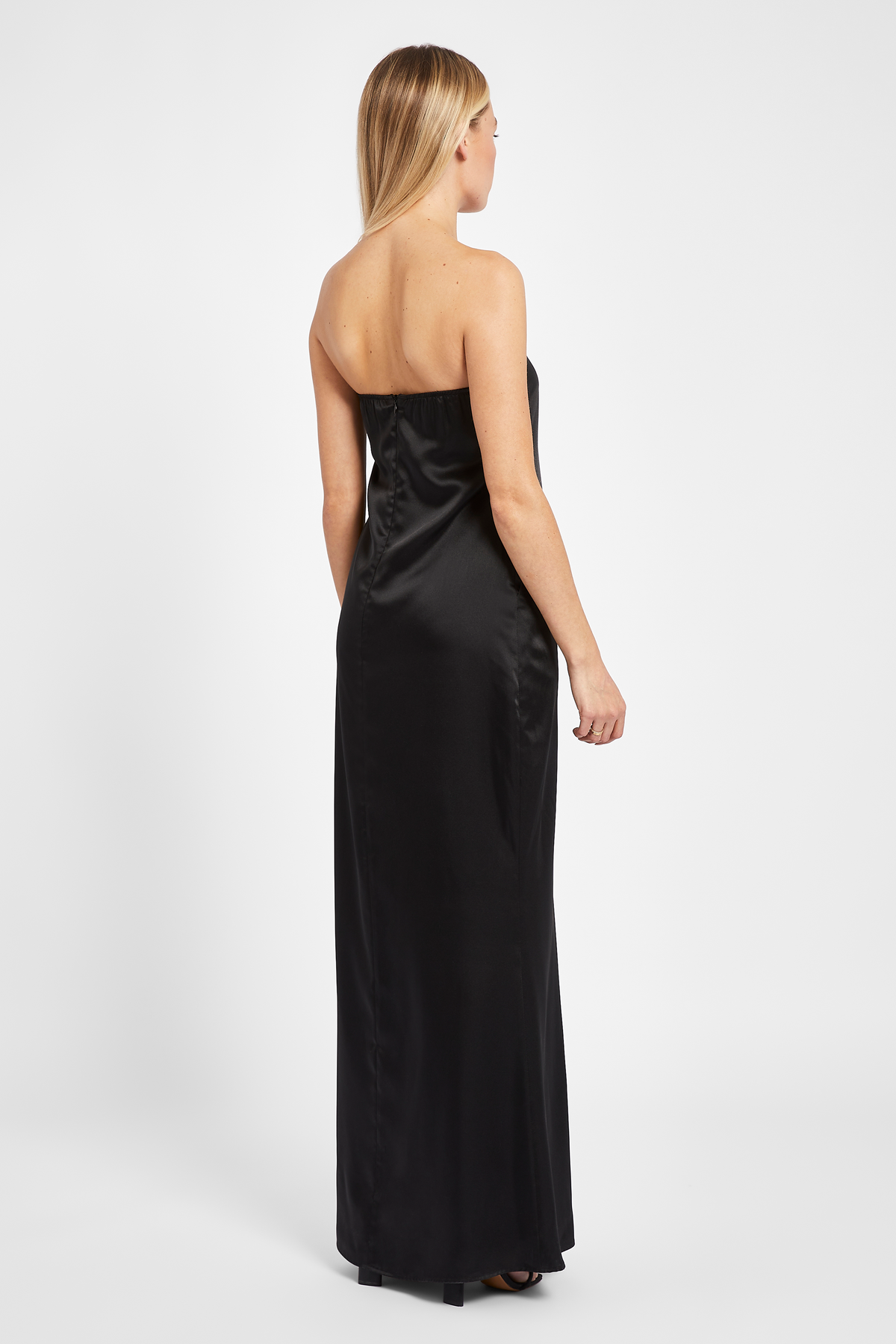 Black silk online strapless dress