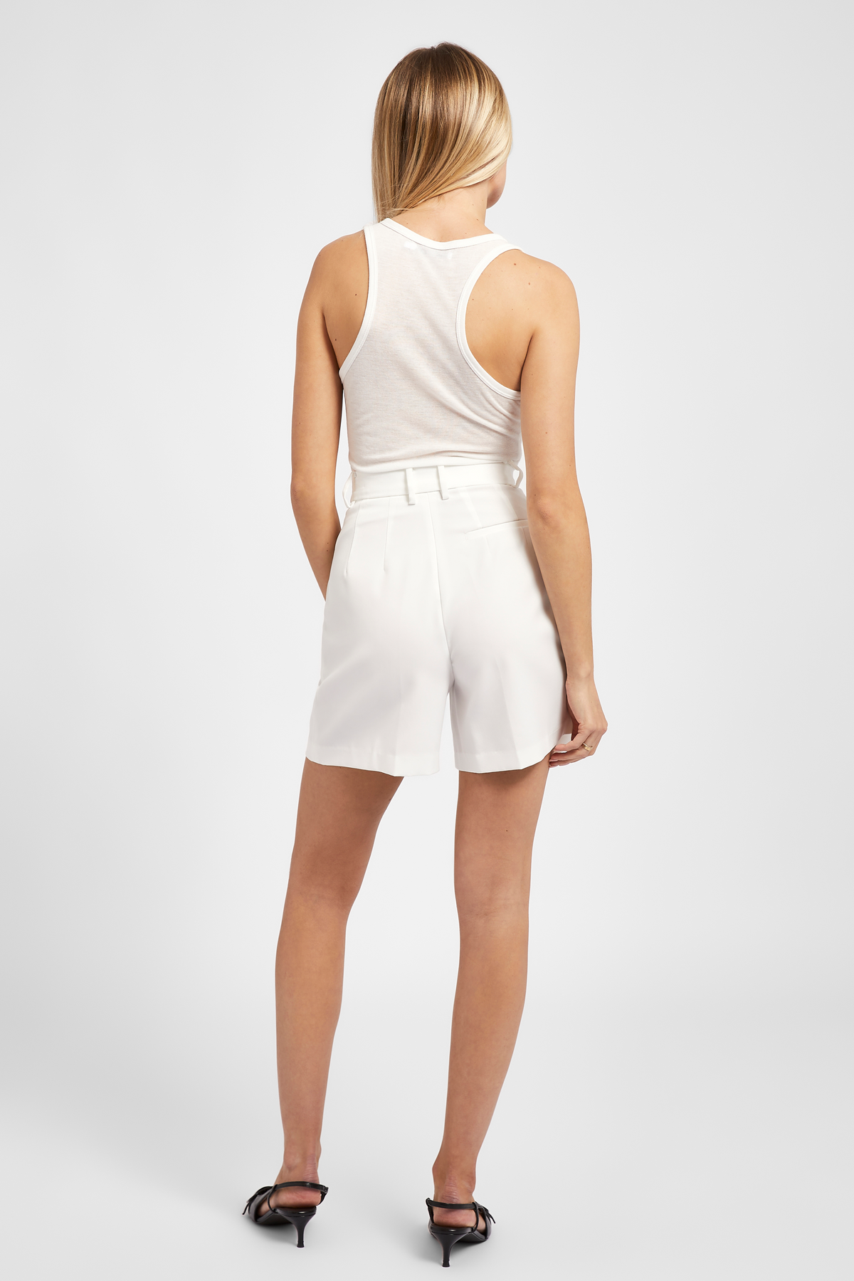 High waisted cheap dressy white shorts