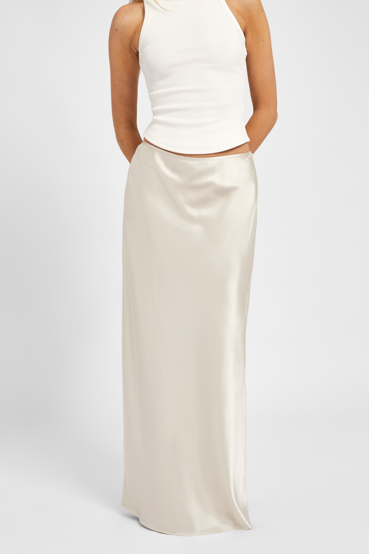 Champagne satin top maxi skirt