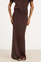 Crochet Knit Maxi Skirt - Carob