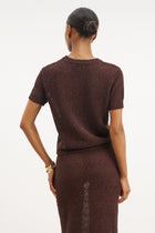 Crochet Knit Relaxed T Shirt - Carob